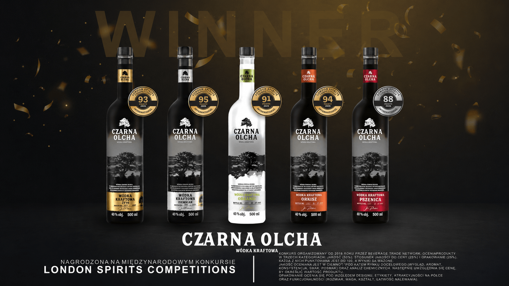 Czarna Olcha triumphs at London Spirits Competition 2026 – 5 medals for Polish craft vodka